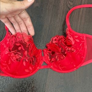 Red Victoria’s Secret unlined lace bra